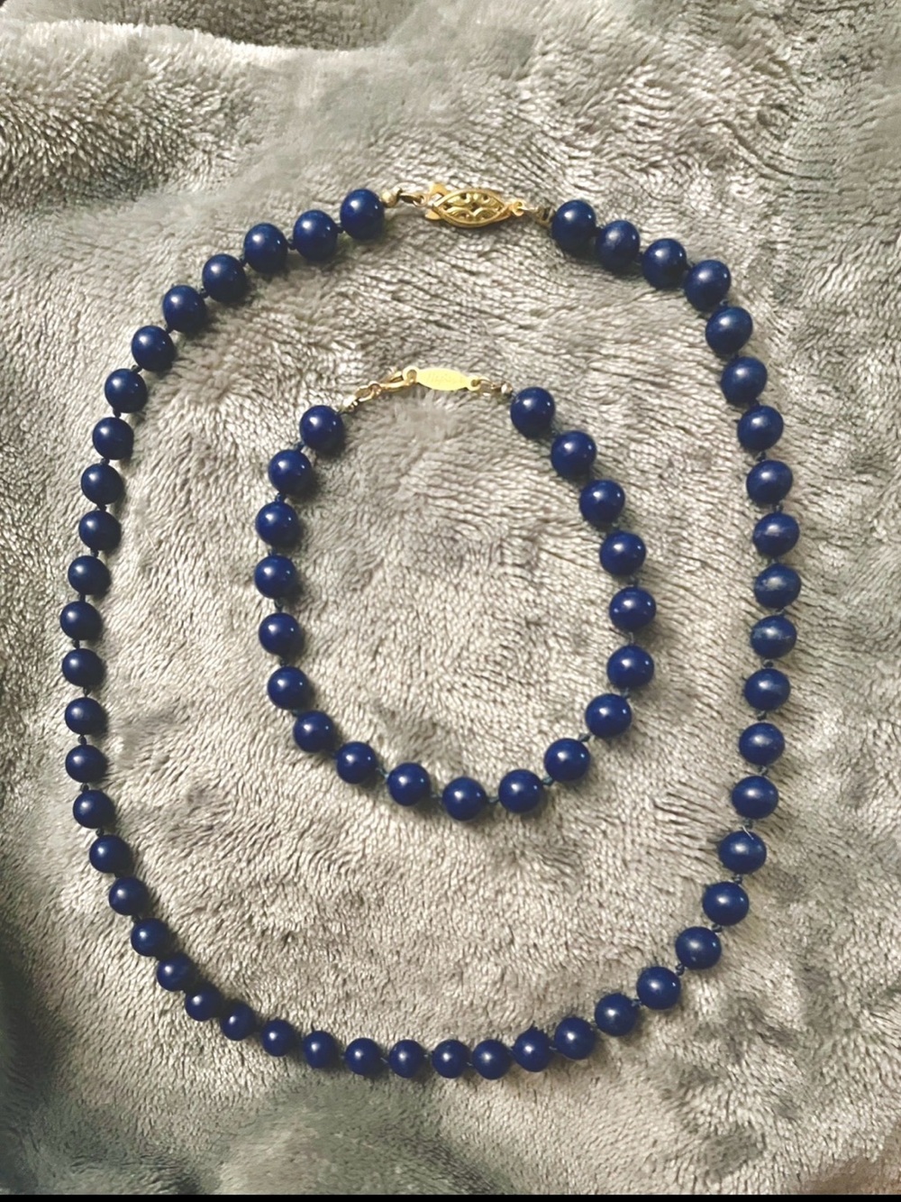 Napier Cobalt Blue Beaded Necklace and Bracelet Set - Women Jewelry